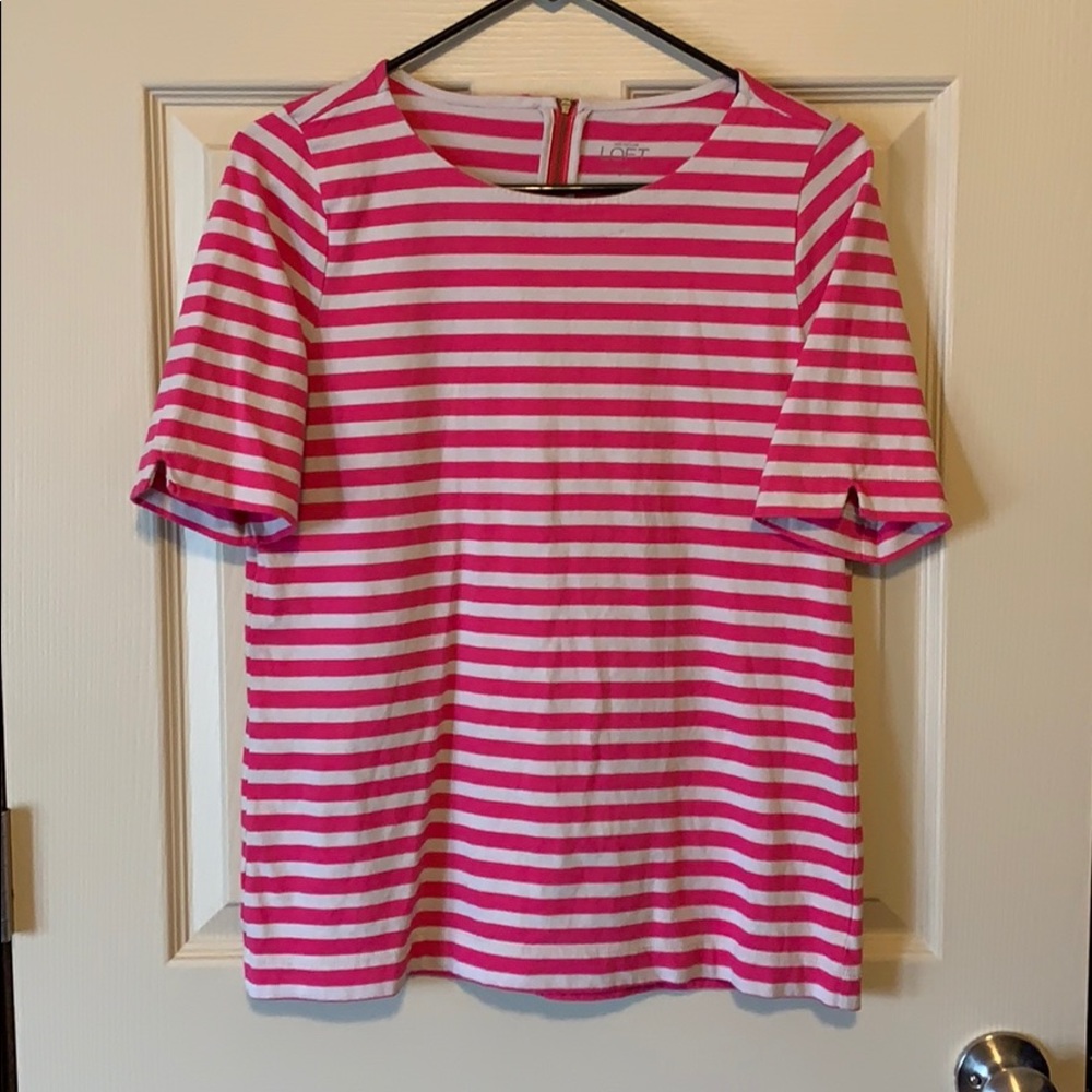 Pink and cream stripped top